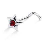Rhinestone Star Curved Nose Stud Silver NSKB-26